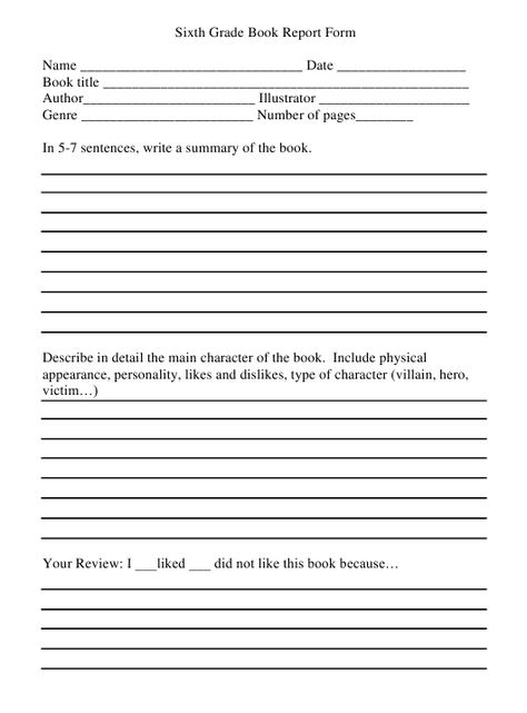 6Th Grade Book Report Template (1) | PROFESSIONAL TEMPLATES Book Report Template Middle School, Book Report Rubric, Second Grade Books, 5th Grade Books, First Grade Books, 3rd Grade Books, High School Books, College Books, Middle School Books