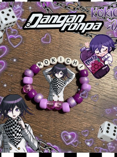 Danganronpa Diy Crafts, Danganronpa Bracelet, Anime Bracelet, Moldes Halloween, Pulseras Kandi, Diy Kandi Bracelets, Pony Bead Bracelets, Diy Kandi, Kandi Kid