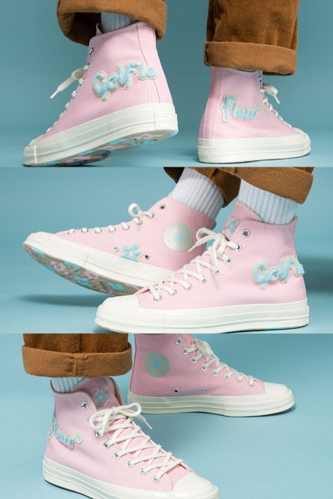 Tyler The Creator Shoes Converse, Tyler Converse, Tyler The Creator Shoes, Golf Le Fleur Shoes, Tyler The Creator Converse, Converse Collaboration, Play Converse, Pretty Shoes Sneakers, Lv Shoes