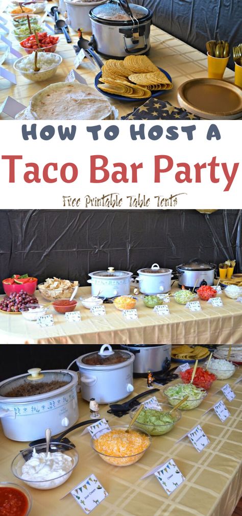 #DIY Taco Bar Party - Table Tents Free Printables | Building Our Story Tacobar Party, Boots Birthday Party, Diy Taco Bar, Walking Taco Bar, Taco Bar Party, Tacos Mexicanos, Nacho Bar, Taco Party, Table Tents