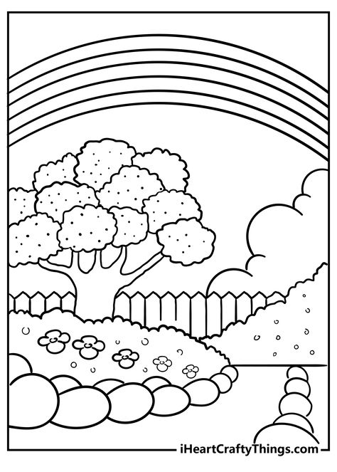 First Day Of Spring Coloring Pages, Iheartcraftythings.com Coloring Pages, Drawing Pictures For Colouring, Garden Drawing For Kids, Colouring Pictures For Kids, Drawing For Colouring, Pictures To Color Printable, Nature Coloring Pages For Kids, Picture For Drawing