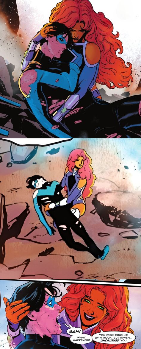 Nightwing and Starfire Starfire Comics, Teen Titans Starfire, Nightwing And Starfire, Teen Titans Fanart, Teen Titan, Univers Dc, Batman Funny, Avakin Life, Batman Comic Art