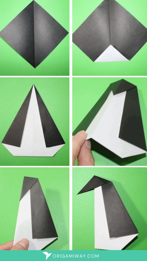 An origami penguin with black and white paper Origami Penguin Easy, Penguin Origami, Birthday Card Ideas For Boyfriend, Card Ideas For Boyfriend, Arctic Party, Crafting Ideas For Kids, Origami Penguin, Ideas For Boyfriend Birthday, Flowers Paper Craft