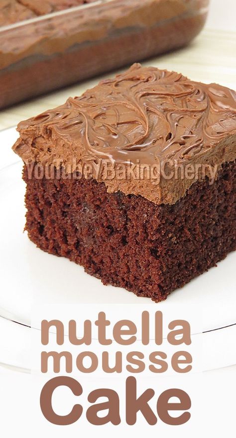 Nutella Cake Recipes, Nutella Mousse Cake, Diy Nutella, Nutella Recipes Cake, Nutella Mousse, Fluffy Chocolate Cake, Snacking Cake, Coconut Cream Cake, Dessert Mousse