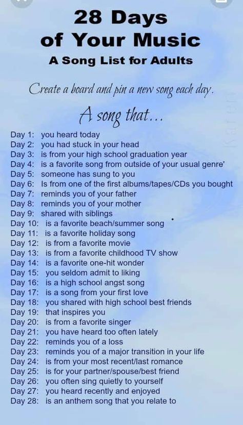 Music Challenge, 30 Day Song Challenge, Music Journal, Song Challenge, Fun Music, Stay Productive, Writing Challenge, Journal Writing Prompts, Song List