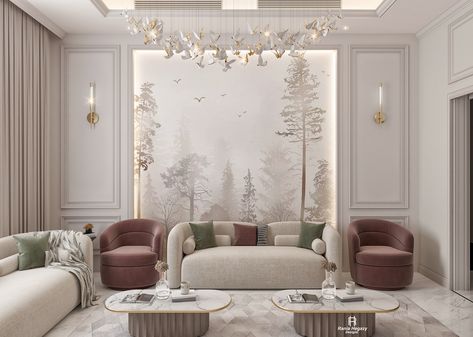 women majles & living Wall Cladding Interior Living Rooms, Neo Classic Interior Design Living Rooms, Neoclassical Interior Design Living Room, Neo Classical Living Room, Neo Classic Living Room, Majles Design, Rooms Curtains, Neo Classical Interiors, Classic Interior Design Living Room