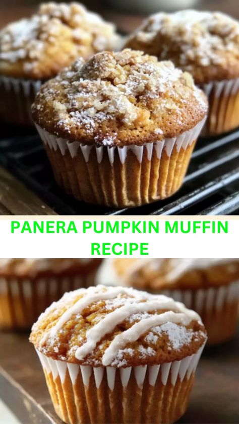 Enjoy a cozy treat with this Panera pumpkin muffin recipe, packed with warm spices and pumpkin flavor. Perfectly moist and easy to make at home! Panera Bread Pumpkin Muffins, Panera Pumpkin Muffin Recipe, Pumpkin Muffin Recipes, Muffin Batter, Panera Bread, Pumpkin Bread Recipe, Muffin Recipe, Crumb Topping, Pumpkin Flavor