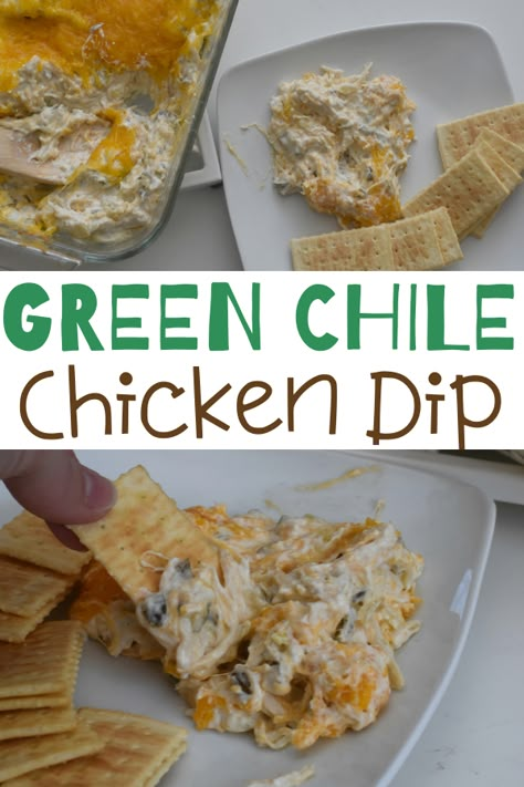 Cream Cheese Chicken Dip, Green Chile Dip, Cream Cheese Dip Recipes, Hatch Green Chili Recipe, Chicken Bake Recipe, Green Chile Recipes, Cream Cheese Recipes Dip, Recipes For The Holidays, Baked Dips