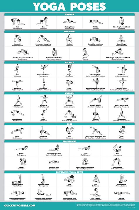 QuickFit Yoga Poses Poster - Beginner Yoga Position Chart - English and Sanskrit Names - Double Sided (Laminated, 18" x 27")>>> Click image to review more details. (This is an affiliate link) #yoga Yoga Asanas Names, Yoga Chart, Asana Yoga Poses, Yoga Poses Chart, Yoga Positionen, English Names, Yoga Ashtanga, Sanskrit Names, Basic Yoga Poses