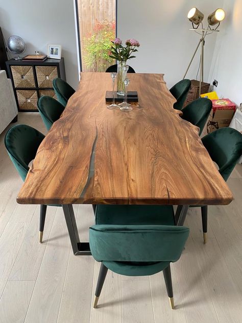 Cypress Dining Room Table, Dining Room Ideas Wooden Table, Live Wood Table Dining Rooms, Steel Leg Dining Table, Live Edge Dining Room Table And Chairs, Mango Wood Table Dining, Dining Room Table Live Edge, Dining Table Rustic Modern, Elm Live Edge Table