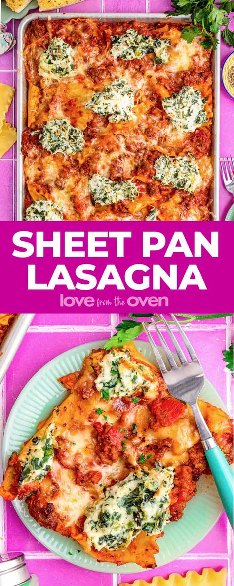 One Sheet Pan Lasagna, Lasagne Sheets Ideas, Lasagna Sheet Pan, Crispy Lasagna Sheet Pan, Sheetpan Layerless Lasagna, Oven Pan Meals, Cookie Sheet Lasagna, Lasagna Sheets Ideas, Sheet Pan Layerless Lasagna