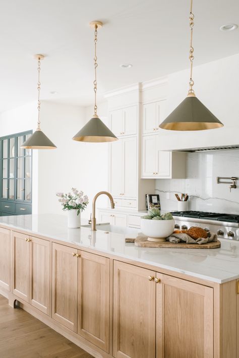 Lauren Lane Kitchen, Coastal Transitional Kitchen, Kelseyleighdesignco Kitchen, Symmetrical Kitchen With Island, Transitional Cottage Kitchen, Contemporary Transitional Kitchen, Pure Salt Interiors Kitchen, Kitchen Island Transitional, White Kitchen With Colored Island