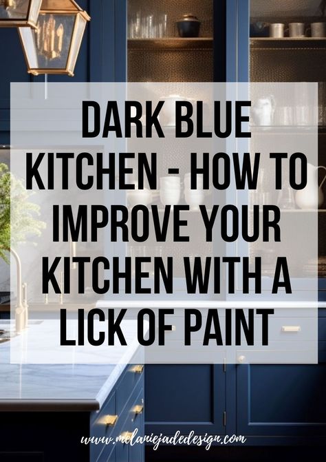 Dark blue walls in the kitchen can evoke feelings of sophistication, depth, and comfort. A monochromatic dark blue palette acts as a versatile base. Whether you want to introduce metallic accents, natural wood tones, or pops of vibrant colors, dark blue walls can complement many design choices. Navy Blue Walls Kitchen, Blue Kitchen Walls Oak Cabinets, Navy Blue Kitchen Walls, Dark Blue Kitchen Walls, Dark Kitchen Walls, Dark Blue Kitchen Ideas, Blue Walls Kitchen, Dark Blue Cabinets Kitchen, Kitchen Blue Walls