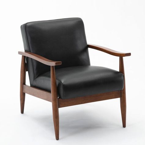 Comfort Pointe Austin Black and Walnut Wooden Base Accent Chair 8021-50 | Bellacor Target Accent Chair Leather, Room Minimal, Wood Armchair, Leather Chairs, Printed Chair, Modern Accent Chair, Wood Arm Chair, Exposed Wood, Chair Types