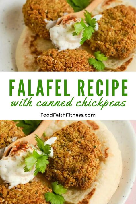 Turn pantry staples into a gourmet delight with our Falafel Recipe using canned chickpeas. Transform humble canned chickpeas into golden, crispy falafel that's bursting with flavor. It's a quick and easy way to enjoy this Middle Eastern favorite from the comfort of your kitchen. Falafel Recipe Canned Chickpeas, Falafel With Canned Chickpeas, Homemade Falafel Recipe, Easy Falafel Recipe, Easy Falafel, Best Falafel, Falafel Recipe Easy, Chickpea Recipes Easy, Crispy Chickpea