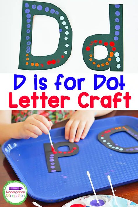 Letter D Craft - D is for Dot Painting - Kindergarten Letter Craft D Week Preschool, Prek Letter D Activities, Preschool D Crafts, D Projects For Preschool, D Is For Craft Preschool, Letter D Sensory Bin, Letter D For Preschoolers, D Preschool Crafts, Letter D Activity For Preschoolers