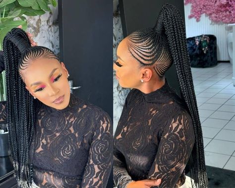 2022 Latest and Best Cornrow Hairstyles - Ladeey Abuja Lines Hairstyles Braids, Cornrow Pony, High Ponytail Cornrows, Latest Ghana Weaving Hairstyles, Cornrow Ponytail Styles, Latest Hairstyles For Ladies, Cornrows Natural, Weaving Hairstyles, Weaving Styles