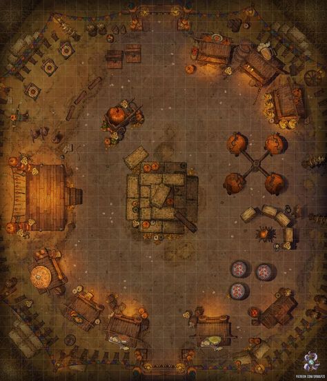 Dnd Halloween Map, Halloween Battlemap, Halloween Dnd Ideas, Dnd Vault Map, Dnd Village Art, Dnd Festival Map, Fantasy Festival Art, Dnd Festival, Dungeon Halloween