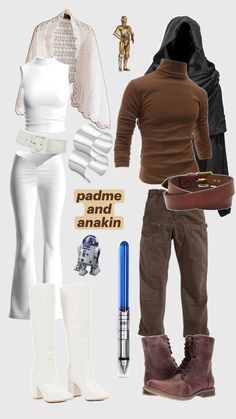 Padme Costume Diy, Star Wars Couple Costume, Anakin Costume, Padme Costume, Star Wars Costumes Diy, Partner Halloween Costumes, Disfraz Star Wars, Star Wars Couples, Diy Couples Costumes