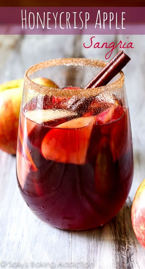 Bet you've never thought to add cinnamon sticks and apple cider to your sangria before. Pin it.   - CountryLiving.com Apple Sangria Recipes, Apple Sangria, Honeycrisp Apple, Sangria Recipe, Honeycrisp Apples, Sangria Recipes, Thanksgiving Menu, Delicious Cocktails, Holiday Drinks