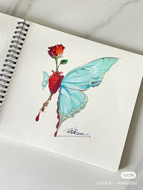 Marker Art Butterfly, Hand Art Drawing Paintings, Butterfly Drawing Sketches, Butterfly Drawing Aesthetic, Art Colored Pencil, Beautiful Acrylic Painting, Modern Art Painting, Butterfly Art Painting, Wall Canvas Painting