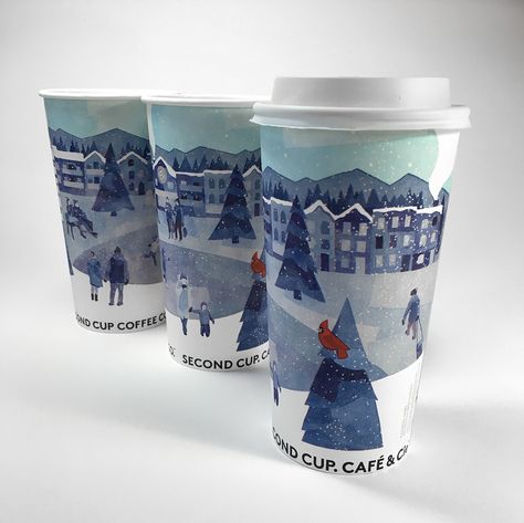 Second Cup Coffee on Behance Second Cup Coffee, Blending Paint, Create Illustration, Illustration Lettering, Winter Paper, Holiday Cups, Winter Coffee, Coffee To Go, Chocolate Packaging