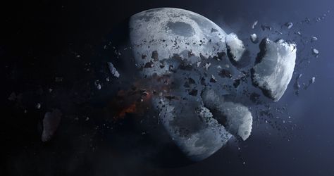 Destroyed Planet Art, Earth Destroyed Art, Destroyed Planet Concept Art, Callisto Moon, Destroyed Planet, Asteroid Mining, Strange Creatures, Planets And Moons, Fan Fiction Stories