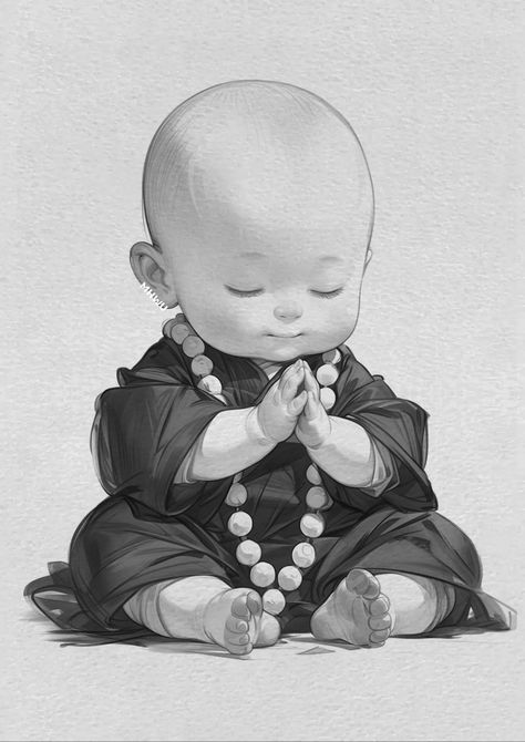 Baby Buddha Drawing, Buddha Illustration, Charcole Drawings, Wolf Children Ame, Buda Wallpaper, Angel Sketch, Buddha Drawing, Buddhist Art Drawing, Baby Buddha