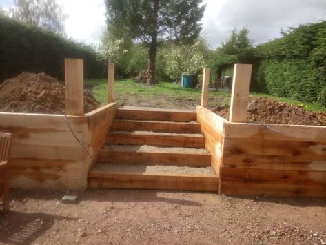 Sleeper Walls Retaining, Oak Sleeper Retaining Wall, Sleeper Steps Garden, Railway Sleepers Garden Ideas, Timber Retaining Wall, Railway Sleepers Garden, Sleeper Steps, Sleeper Retaining Wall, Sleepers In Garden