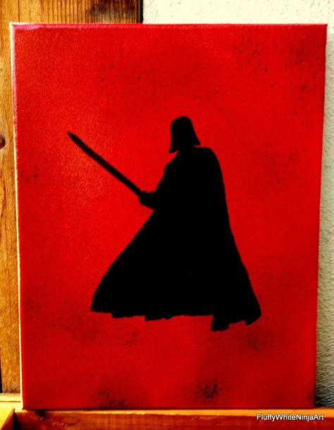 Darth Vader Wall Art, Darth Vader on Canvas, Star Wars Art, Star Wars Painting, Darth Vader Painting, Star Wars Fan Painting, Darth Vader by FluffyWhiteNinjaArt on Etsy https://www.etsy.com/listing/244235419/darth-vader-wall-art-darth-vader-on Darth Vader Simple Drawing, Darth Vader Painting Easy, Star Wars Painting Ideas On Canvas, Simple Star Wars Painting, Darth Vader Painting Canvases, Painting Canvases Ideas, Star Wars Painting Easy, Disney Art Painting, Star Wars Canvas Painting