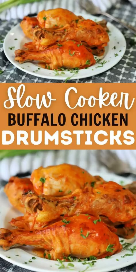 Chicken Drumstick Recipes Crockpot, Chicken Leg Slow Cooker, Crockpot Chicken Leg Recipes, Buffalo Chicken Drumsticks, Spicy Chicken Drumsticks, Crock Pot Buffalo Chicken, Hot Sauce Chicken, Best Crockpot Chicken, Chicken Drumsticks Recipe