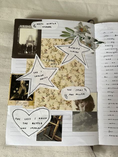 Rock This Journal, Edgy Journal Aesthetic, Ideas For Writing Diary, Scrapbook Photos Ideas, Dreams Journal Ideas, Junk Journal Doodles, Picture Journal Ideas Memories, Journal Friendship Ideas, Simple Journal Design