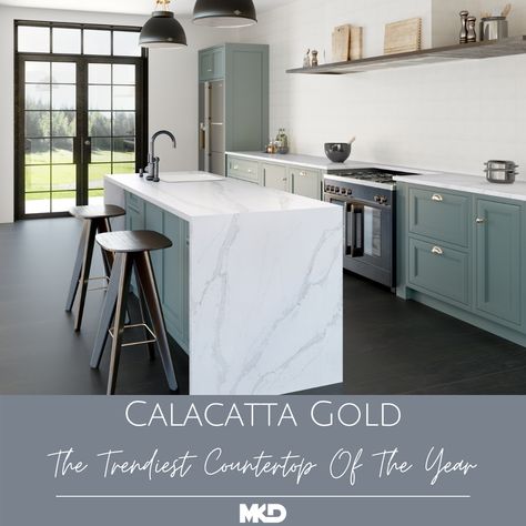 Silestone Calacatta Gold may be the trendiest countertop of the year! We love the bright white quartz for its subtle yet beautiful pattern that’s perfect for any modern interior. Interested in trying Calacatta Gold in your own home? See our latest blog for some design inspiration! #quartzcountertops #calacattagoldbysilestone #calacattagoldquartz #calacattagold #quartzcountertops #countertopfabrication #countertopinstallation #countertopfabricator #michigancountertops Silestone Calacatta Gold, Silestone Kitchen, Calacatta Gold Quartz, Kitchen Remodel Countertops, Outdoor Kitchen Countertops, Kitchen Countertop Materials, Quartz Kitchen Countertops, Quartz Kitchen, Calacatta Gold