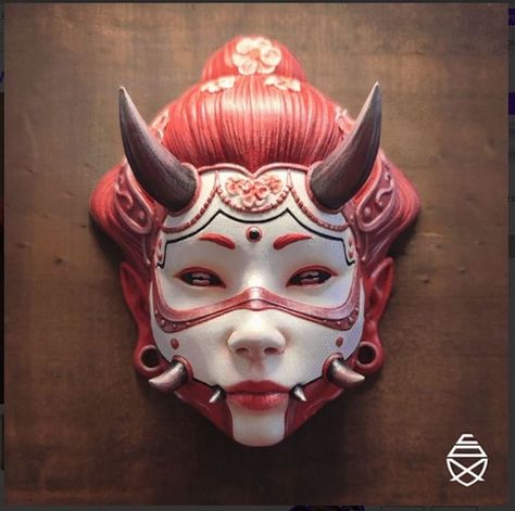 Mascara Hannya, Mascara Oni, 3d Printed Art, Japanese Oni, Kitsune Mask, Two Models, 3d Printing Art, Japanese Mask, Oni Mask