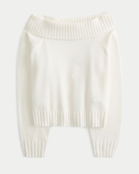 Hollister Easy Foldover Off-the-Shoulder Sweater Sweater Off The Shoulder, Hollister Clothes, White Sweater Outfit, Engagement Photo Outfits Fall, Fall Fit, Hollister Sweater, Comfy Sweater, Teen Clothing, Off Shoulder Sweater