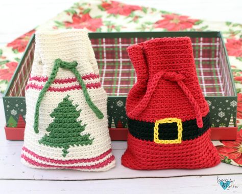 Crocheted Gift Bags Free Pattern, Crochet Santa Sack Free Pattern, Crochet Santa Bag, Crochet Santa Bag Free Pattern, Santa Bags Pattern, Crochet Christmas Gift Bags, Christmas Bag Crochet, Crochet Gift Bags Free Patterns, Crochet Christmas Bag