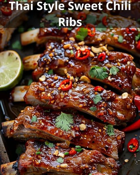 Chef Marcelo Mintz | Ingredients: For the marinade: 1/3 cup sweet chili sauce 1 tablespoon red curry paste 1 tablespoon fish sauce (or soy sauce) 1… | Instagram Thai Style Sweet Chili Ribs, Pork Ribs Grilled, Cooking For A Group, Red Curry Paste, Easy Tiger, Thai Dishes, Sweet Chili Sauce, Rib Recipes, Thai Style