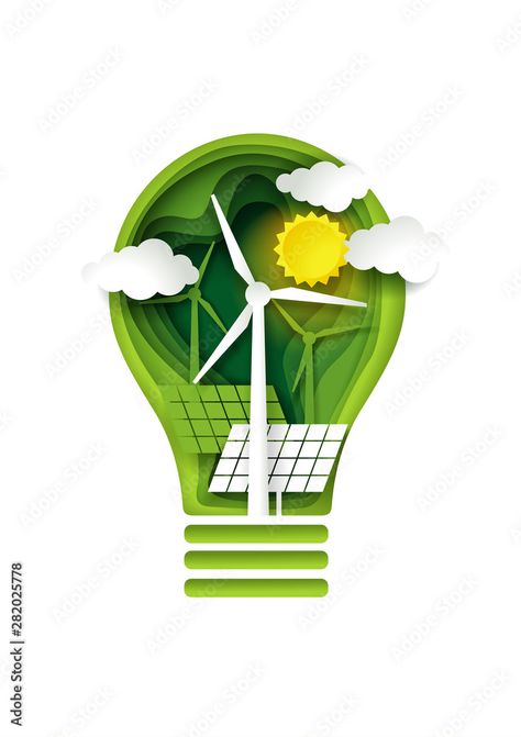 Green Energy Poster, Renewable Energy Illustration, Green Energy Illustration, Green Energy Design, Save Energy Poster, Electricity Poster, Concept Paper, Elementary Drawing, Decorative Metal Screen