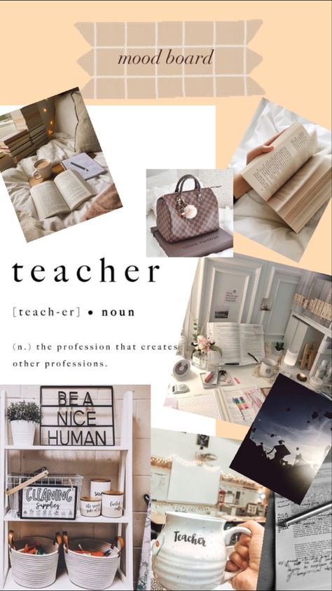 Teacher Mood Board Aesthetic, Wgu Teachers College Vision Board, English Teacher Aesthetic Wallpaper, High School Teaching Aesthetic, Teacher Asethic, Teacher Vibes Aesthetic, Teacher Aethstetic, Teacher Mood Board, Teacher Astethics