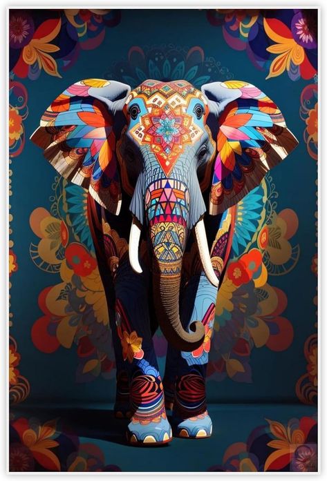 Intricate Painting Ideas, Colorful Elephant Art, Elephant Illustration Design, Indian Elephant Illustration, Elephant Illustration Art, Sculpture Background, Mural Elephant, Colorful Elephant Painting, Elephant Digital Art