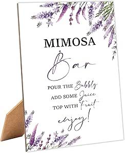 Amazon.com: Lavender Purple Bridal Shower Mimosa Bar Sign, Table Decor Bridal Shower Sign, Pack of 1 Wooden Tabletop Sign with Stand, Bridal Shower Decorations, Wedding Shower Supplies - XG06 : Home & Kitchen Lavender Bridal Shower Ideas, Bridal Shower Mimosa Bar, Bridal Shower Mimosa, Shower Decorations Wedding, Purple Bridal Shower, Mimosa Bar Sign, Bridal Shower Sign, Bridal Shower Inspiration, Mimosa Bar