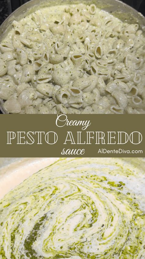 CREAMY PESTO ALFREDO SAUCE Unique Alfredo Recipes, Pesto Alfredo Sauce Recipe, Pesto Alfredo Sauce, Easy Homemade Alfredo, Pesto Alfredo, Best Pesto, Baked Italian Meatballs, Pesto Sauce Recipe, Pesto Sauce For Pasta