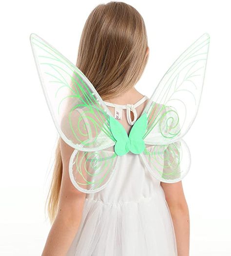 Girls Halloween Costumes For Kids, Angel Wings Halloween, Angel Wing Dress, Green Fairy Wings, Butterfly Fairy Wings, Wings Fairy, Wings Dress, Inflatable Costumes, Butterfly Fairy