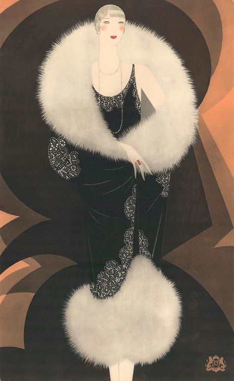 The Weird Wide Web Vogue Illustrations, Art Deco Prints, Art Deco Wall Art, Glamorous Decor, Art Deco Illustration, Fashion Illustration Vintage, Fur Cape, Art Deco Posters, 1920s Art