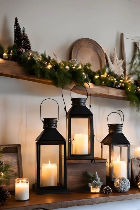 25 Inspiring Ideas for Rustic Christmas Decorations That Will Transform Your Home Into a Winter Wonderland - RectifyHome Candle Setup Ideas, Rustic Christmas Table Decor, Rustic Christmas Table, Rustic Christmas Decor Ideas, Warm Farmhouse, Rustic Christmas Decorations, Burlap Ornaments, Rustic Christmas Decor, Candle Arrangements