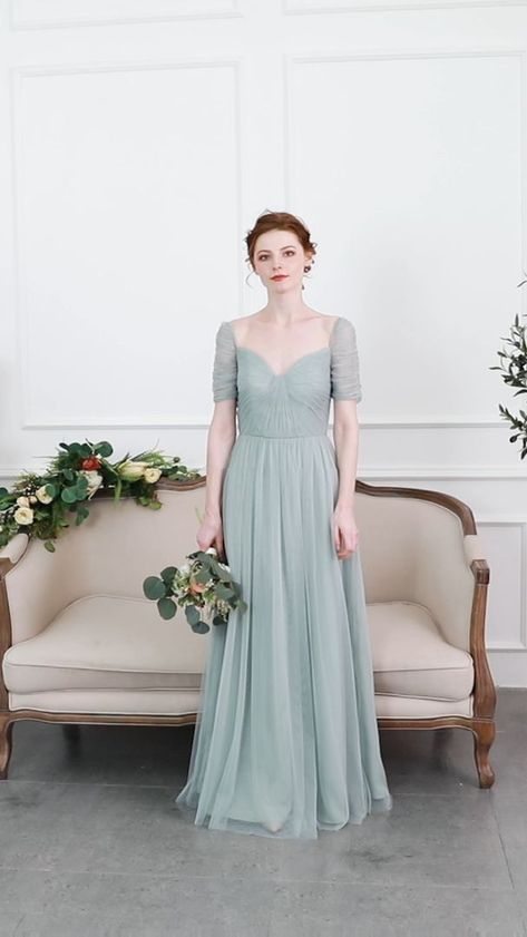 Aline Bridesmaid Dress Long, Dress Design For Bridesmaid, Tulle Gown Bridesmaid, Maid Of Honor Dress Long, Maid Of Honor Gown, Gaun Tulle, Video Dress, Maid Of Honor Dress, Casual Bridesmaid Dresses