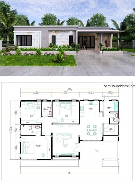 Luxury Ranch House Plans, Residential Plan, Modern Bungalow House Plans, Terrace Roof, Small House Blueprints, Small Modern House Plans, House Plans Mansion, Affordable House Plans, Formal Men