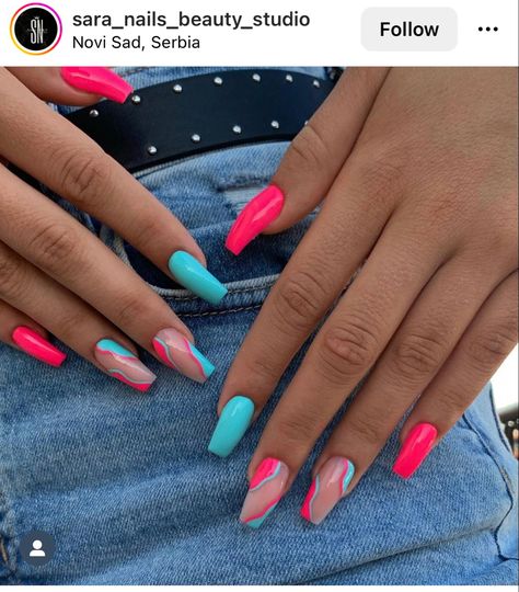 Summer Nails 2023, Neon Acrylic Nails, Nails Dark, Nails Dip, Simple Acrylic Nails, Cute Gel Nails, Nails 2023, Acrylic Nails Coffin Short, Summer Acrylic Nails