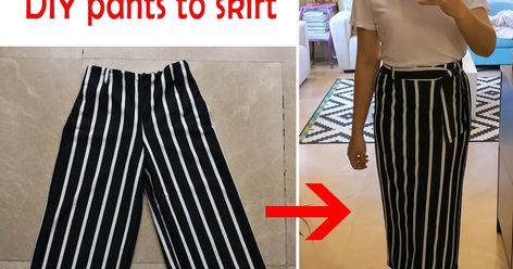 I have this cute pair of culottes, but I never really liked the way it fit especially in the crotch and butt area (way too tight). But I rea... Upcycle Pants, How To Make A Skirt, Diy Pants, Culotte Pants, Upcycle Clothes Diy, How To Make Skirt, Diy Skirt, Diy Sewing Clothes, African Print Fashion Dresses