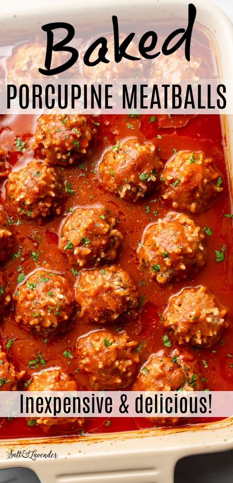 Baked Porcupine Meatballs, Easy Recipes With Ground Beef, Porcupine Meatballs Recipe, Porcupine Meatballs, Baked Meatballs, Ground Beef Rice, Recipes With Ground Beef, Beef Rice, Meatball Recipes Easy